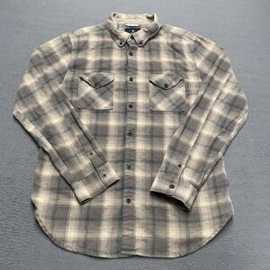 Roark Revival Shirt Mens Large Gray Plaid Flannel Long Sleeve Button Up Casual